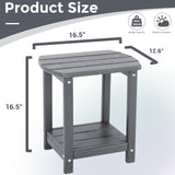 GARDENSTAR Adirondack Square Outdoor Side Table,2-Tier Storage Patio Side Table, HDPE End Tables for Backyard Pool Porch Garden Lawn(Grey) GARDENSTAR