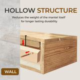 YLYHSST 48" Fireplace Mantel, 5'' Thick Handmade Hollow Solid Wood Wall Long Floating Shelf with Invisible Wood Brackets, Wood YLYHSST