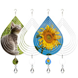 4Pack 8inch Sublimation Wind Spinner Blanks 3D Aluminum Metal Wind Sculpture Kinetic Spinners for Yard and Garden Indoor Art Ornaments Hanging Decoration (Water Drop) WindMage