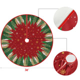 AVOIN colorlife Christmas Star Snowflake Red Christmas Tree Skirt 36 Inch, Fir Pine Spruce Winter Holiday Tree Mat Decoration AVOIN colorlife