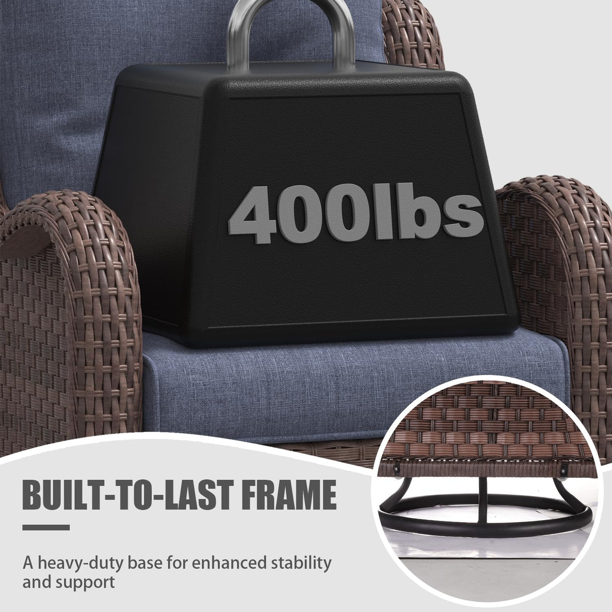 LayinSun 7 Pieces Outdoor Patio Furniture Set with Fire Pit Table, Rattan Wicker Sectional Swivel Rocker Chairs Sets with Ottomans, Swivel Glider Chairs and Coffee Table LayinSun