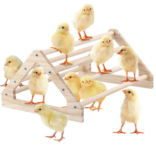 GINTUTO Chicken Perch Strong Pine Wooden Chick Jungle Gym Roosting Bar, Chick Perch Toys for Coop and Brooder for Large Bird Baby Chicks Parrot Hens (Large) - WoodArtSupply