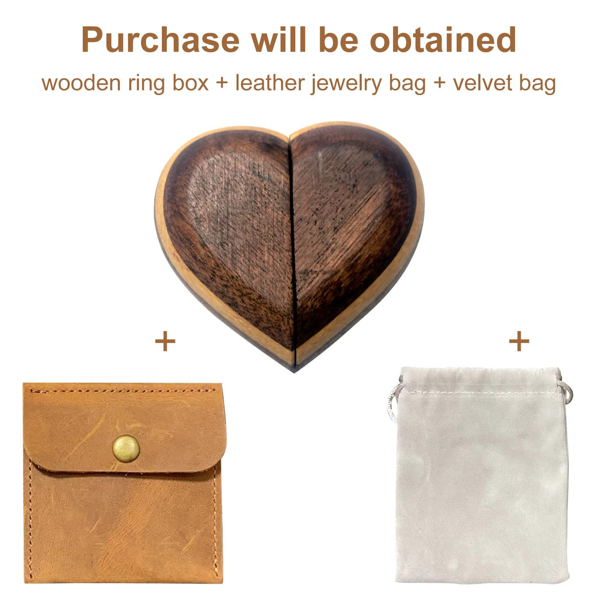 muchly Heart Shaped Wedding Ring Box for Proposal-Handmade Wood Engagement Ring Box-Rustic bearer box-Vintage ring box for wedding（Black and yellow）… muchly