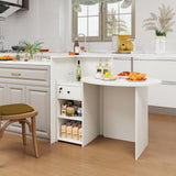 SILKYDRY Reception Desk, Small Retail Checkout Counter with Lockable Drawer and Open Shelves, Wooden Front Desk Reception Counter, Oval Desktop & L Counter for Store Office Lobby Salon (White) SILKYDRY