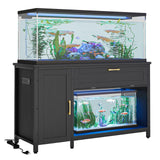 Bestier 55-75 Gallon Fish Tank Stand with Power Outlet & LED Light, 49"x19" Heavy-Duty Metal Aquarium Stand with Cabinet & Drawer for Accessories Storage, Suit for Reptile/Turtle Terrarium Bestier