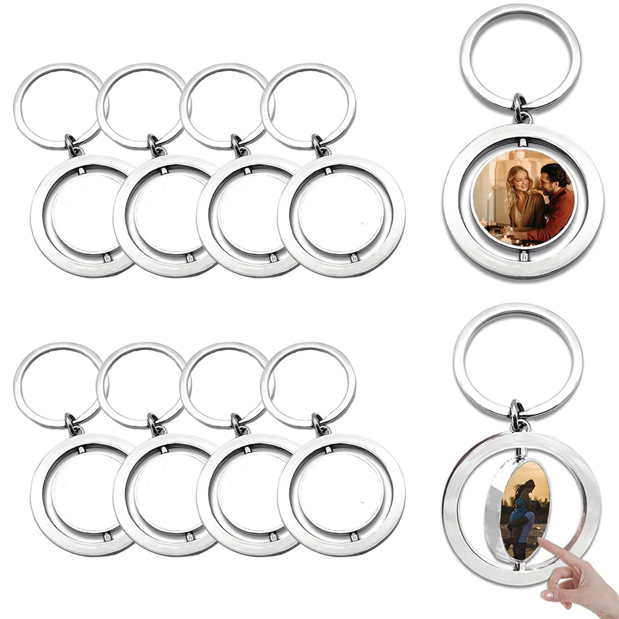 Joiit 8 Pack Sublimation Keychains Blank Key Chains Heat Transfer Press Keyrings Double side Print Key Rings Personalized Gifts Joiit