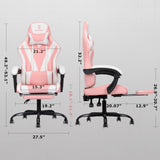 ErgoDesign Gaming Chair with Linkage Armrest & Footrest, High Back Video Gaming Chair, Pink/White ErgoDesign