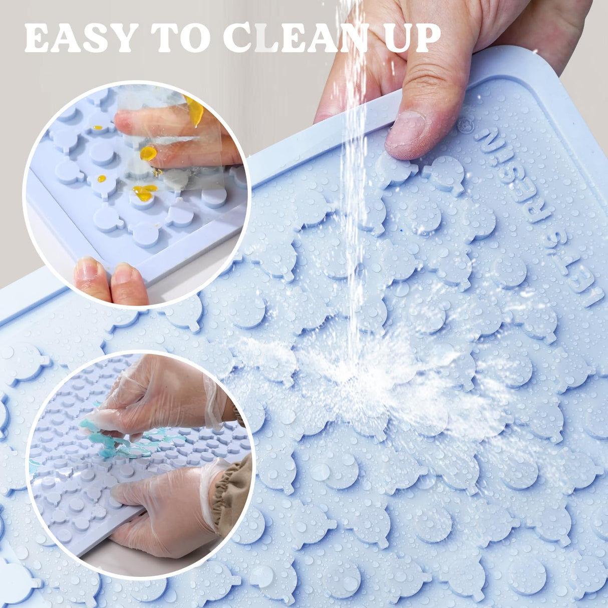 LET'S RESIN Premium Resin Collector Mat, 20" x 14"Large Easy Clean Silicone Mat for Crafts, Epoxy Resin,Placemat(Blue) LET'S RESIN