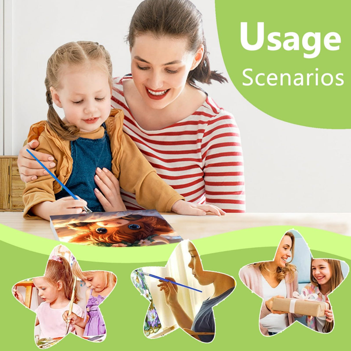 Reivworl Paint by Numbers Kit for Kids with Frame and Easel, Cow Paint by Number Kids Age 5-8-12, Paint by Numbers Gifts and Home Decor - 8X8 Inch Reivworl