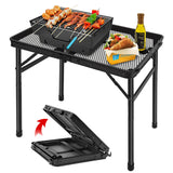 Grovind Folding Grill Table Camping Table with Mesh Desktop, Lightweight & Portable Outdoor Picnic Table, Height Adjustable Portable Grill Table for Outside Inside Use Grovind