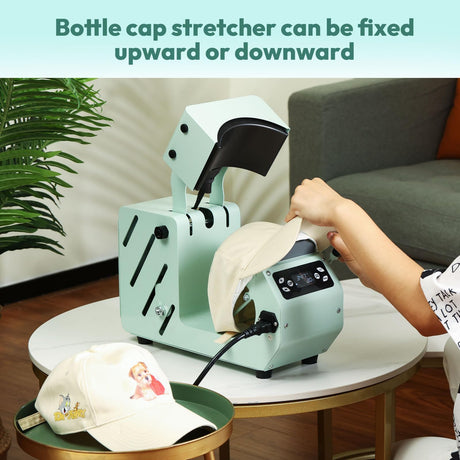 OFFNOVA Hat Heat Press Machine for Caps with 2 Interchangeable Platens, Temp & Time Control with Auto Countdown, Efficient Heat Transfer for HTV Iron On and Sublimation Projects (Auto-Green) OFFNOVA