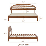 NTC Gem Dark Walnut Wooden Bed Frame with Headboard – Effortless Assembly & Silent Slats, Queen Size NTC
