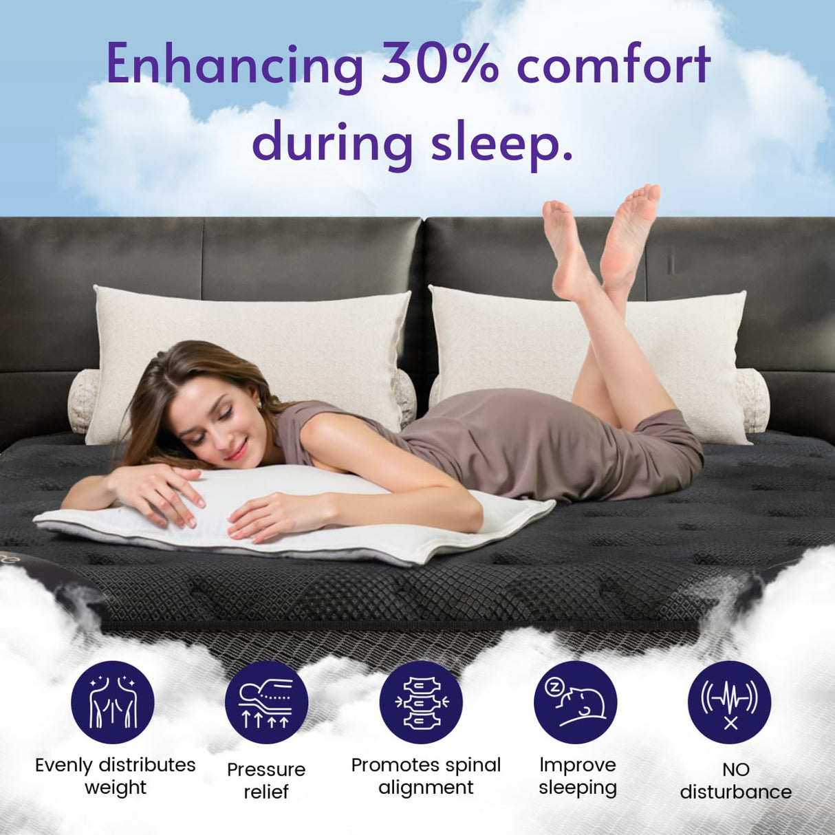 Queen Size Mattress, 16 Inch Deluxe Hybrid Queen Mattress in a Box, Medium Firm Mattresses With Gel Memory Foam & Pocket Springs, Pressure Relief, Cooling, Extra Edge Support [Upgraded Support] FANSACE