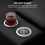 LIKIMIO 62.2" Loveseat Recliner Sofa with Console/Cup Holders, Wall Hugger Faux Leather Chair/RV Double Theater Seats/RV Furniture, Black LIKIMIO