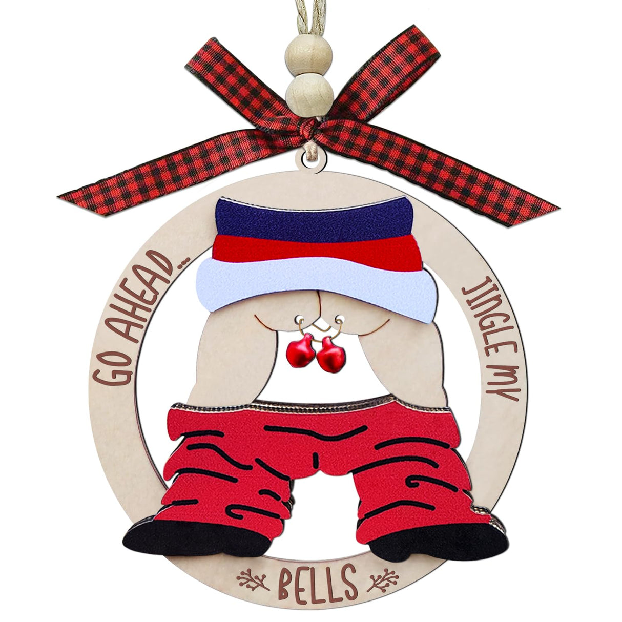 Funny Christmas Ornaments 2024, Exchange Funny Ornaments for Adults, Naughty Ugly Christmas Tree Ornaments Wooden, Inappropriate Dirty Santa Ornament - Unique Christmas Ornaments JUNQIU US