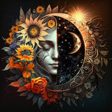 Sun and Moon Diamond Art Kits for Adults, Round Full Drill Diamond Painting Kits for Beginners Gem Art Painting Kits, DIY 5D Diamond Dots Painting with Diamond Arts and Crafts Wall Decor 14x14inch YSUNETER