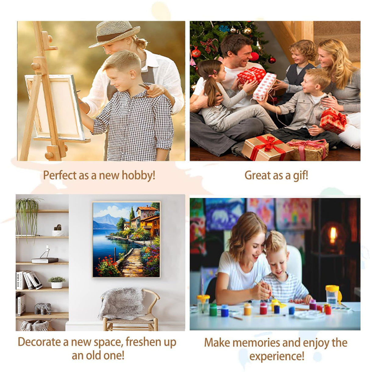 Artunion Lakeside Village Docks Paint by Numbers for Adults, Seadide Landscape Lake Paint by Number Kits, DIY Oil Painting Paint by Number Kits on Canvas Arts Craft for Home Wall Decor 16x20 Inch Artunion