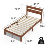 LIFEMENT Classic Wood Platform Bed Frame with Headboard, Essential, Noise Free, Under Bed Storage, No Box Spring Needed, Easy Assembly (Cherry, Twin) LIFEMENT