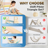 BlueWood Pikler Triangle Set 7in1 Foldable Baby Climbing Toys Wooden Montessori Climbing Set with Arch&Ramp&Ladder Baby Climber Indoor Jungle Gyms for Toddlers Montessori Toys - Sky Blue BlueWood