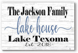 Custom Lake House Sign Personalized Name Gift or Decor for Summer Home - Solid Wood - 16.5in x 10.5in (Lake House Est. Date) Broad Bay