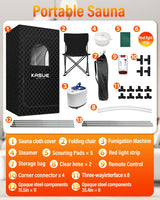 KASUE Upgraded Infrared Sauna Box for Relaxation,Detoxification,Portable Steam Sauna for Home with XL Steamer,Folding Chair,Multiple Layered Full Body Sauna Tent for Spa,Indoor,Outdoor,Gym-Black KASUE
