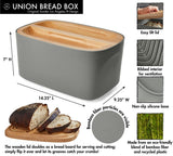 Sonder Los Angeles, Modern Bamboo Fiber (Charcoal) Bread Box for Kitchen Countertop with Reversible Wood Serving Lid, Homemade Bread Storage 14.25 x 9.25 x 7in, Storage Bin and Bread Container Sonder Los Angeles