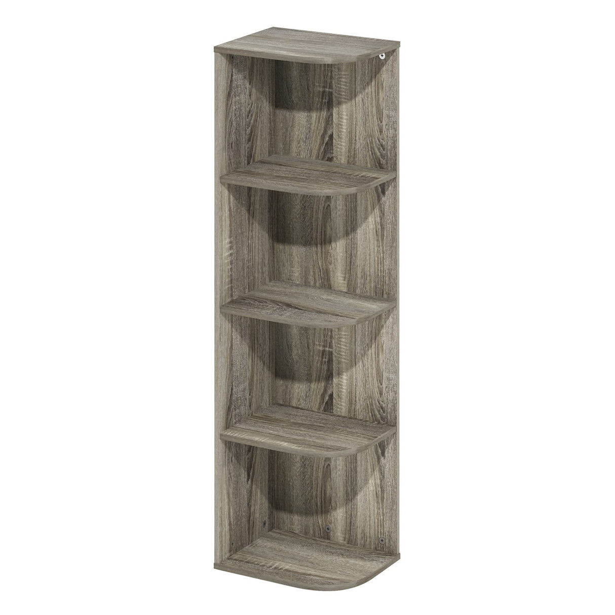 Furinno Pasir 4-Tier Corner Open Shelf Bookcase, French Oak Furinno
