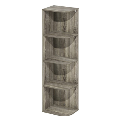 Furinno Pasir 4-Tier Corner Open Shelf Bookcase, French Oak - WoodArtSupply