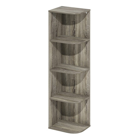 Furinno Pasir 4-Tier Corner Open Shelf Bookcase, French Oak Furinno