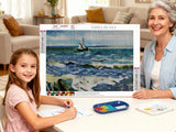 NIHO-JIUMA Van Gogh Diamond Painting Kits Seascape, 5D DIY Full Drill Diamond Art Gift for Adults/Teen, Home Decoration (30X40cm/12x16inches) NIHO-JIUMA