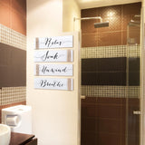 4 Pieces Farmhouse Bathroom Decor Wall Art Bathroom Sign Rustic Bathroom Decor Relax Soak Unwind Breathe Wood Sign for Home Spa Bathroom Decor, 11.8 x 3 Inch (White) Jetec