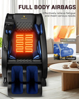 Zero Gravity Full Body Massage Chair Recliner with Heat Therapy, Bluetooth Speaker, Air Compression Massage, Foot Roller, Touch Screen, Space-Saving Design, Faux Leather (Black) BILITOK