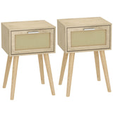 LAATOOREE Bedside Table Set of 2, Boho End Table with Solid Wood Feet for Bedroom and Living Room LAATOOREE