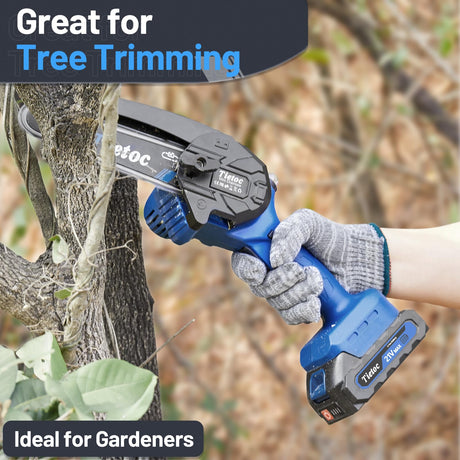 Tietoc Mini Chainsaw 6 Inch Cordless [Ease of Use] Portable Electric Chainsaw, Small Handheld Battery Powered Super Saw for Tree Branches, Unique Gifts Ideas for Men Dad Husband Fathers Him Her Women tietoc
