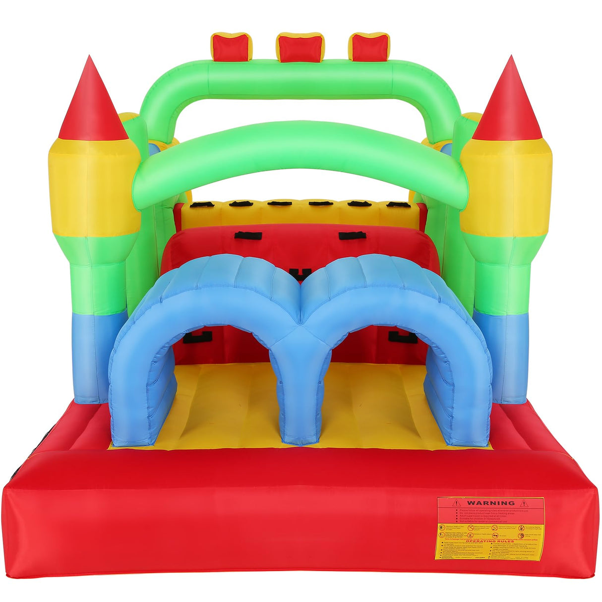 Whubefy Inflatable Bounce House Obstacle Course for Big Kids 3-6 8-12 with Large Slide, Racing Crawl Tunnels, Giant Bouncy Castle with 680W Blower for Backyard Outdoor 18.0x8.2x6.6 ft Whubefy