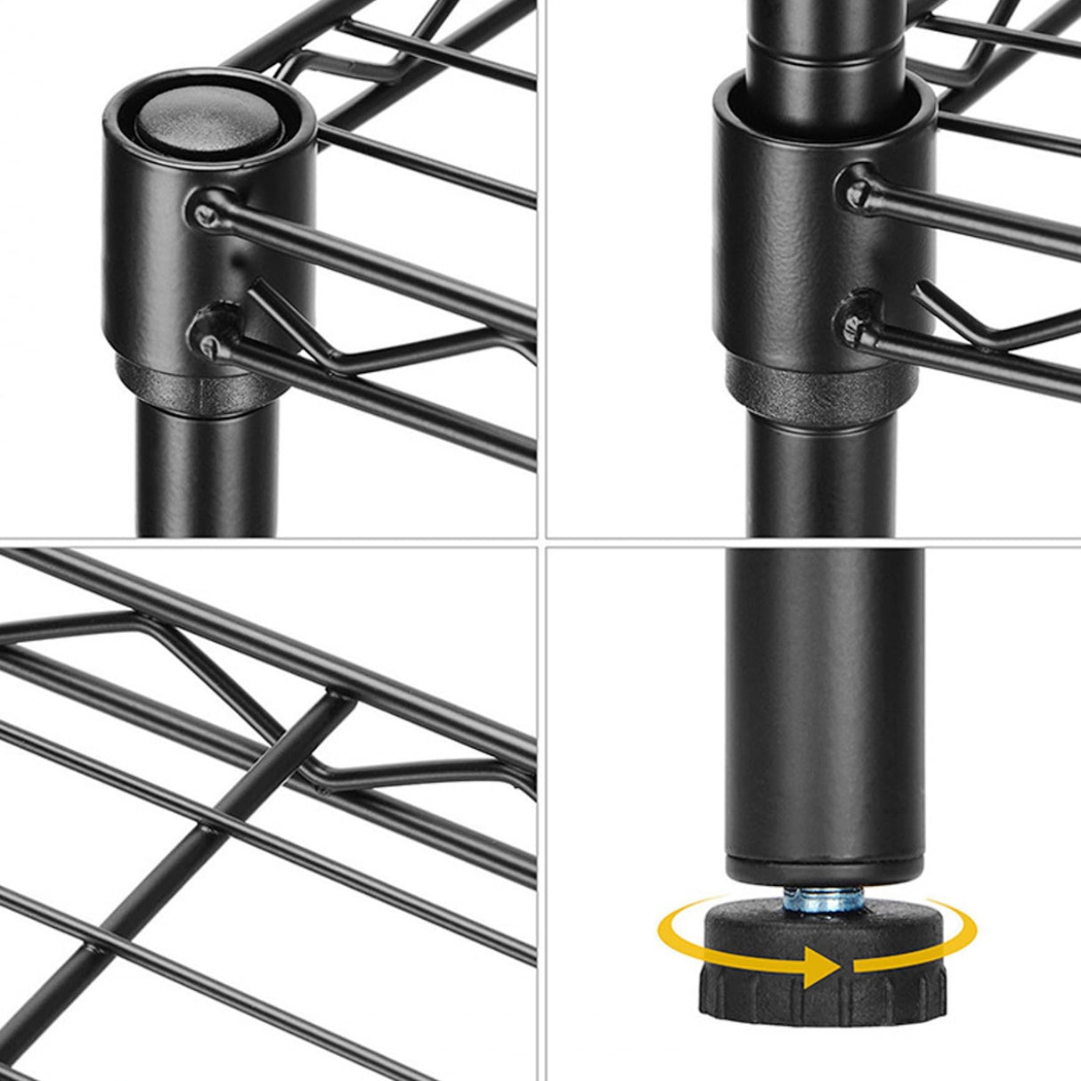 Standing Shelving Units, 36" W x 14" D x 32" H Metal Storage Shelves, Adjustable Carbon Steel Wire Shelving Rack Display Shelf for Garage Bathroom Kitchen Home Office (3-Tiers, Black) SoSo-BanTian1989