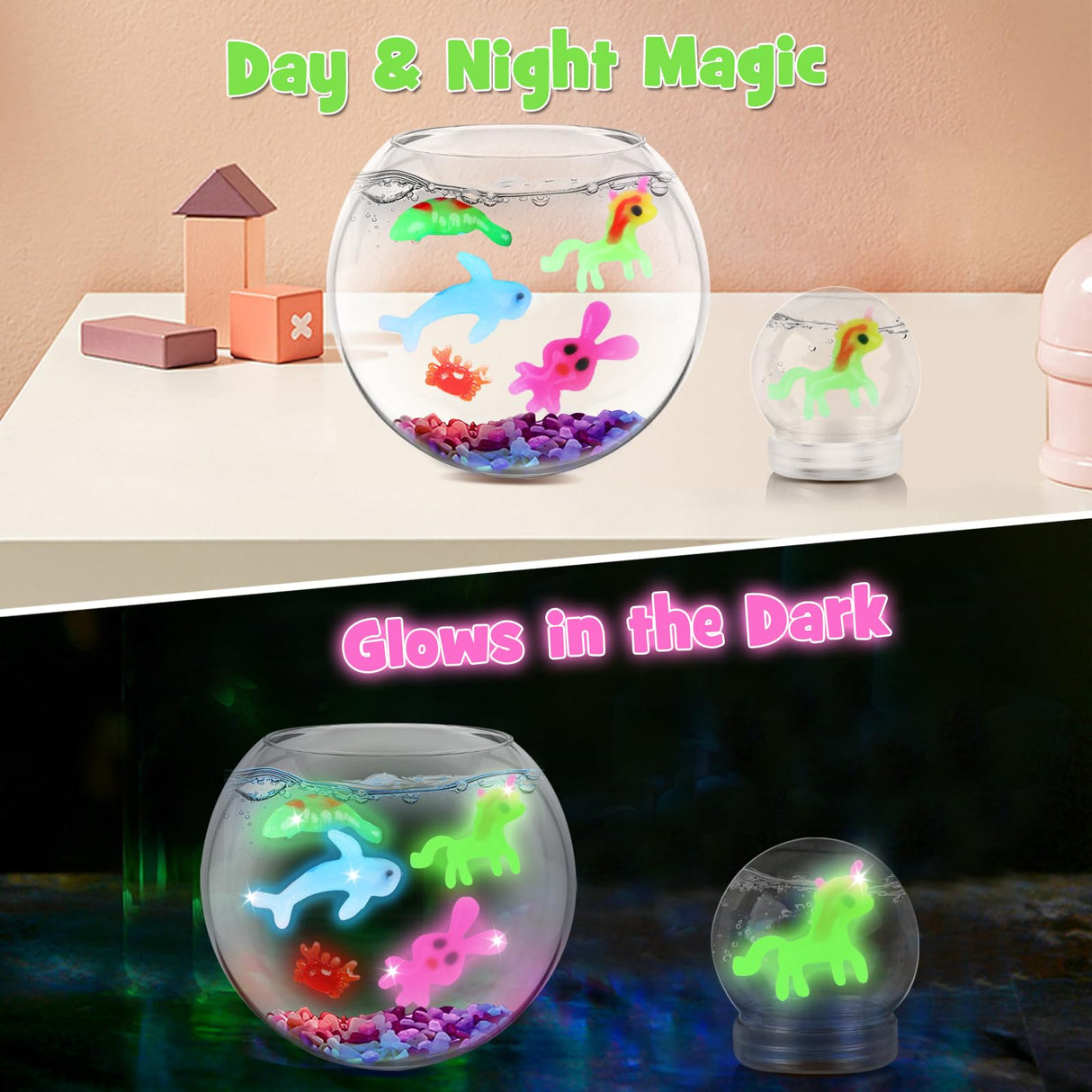 Magic Toys Water Gel Kit: 20 Colors Fairy Aqua Gel with Pearlized & Luminous Magic Paint - Handmade Creative Water Art Set with 12 Shape 3D Molds for Kid Birthday Party Gift Toylfort