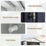 Polar Aurora 12x14 FT Outdoor Storage Shed, Garden Shed with Updated Frame Structure and Lockable Doors, Metal Tool Sheds for Backyard Garden Patio Lawn, White Polar Aurora