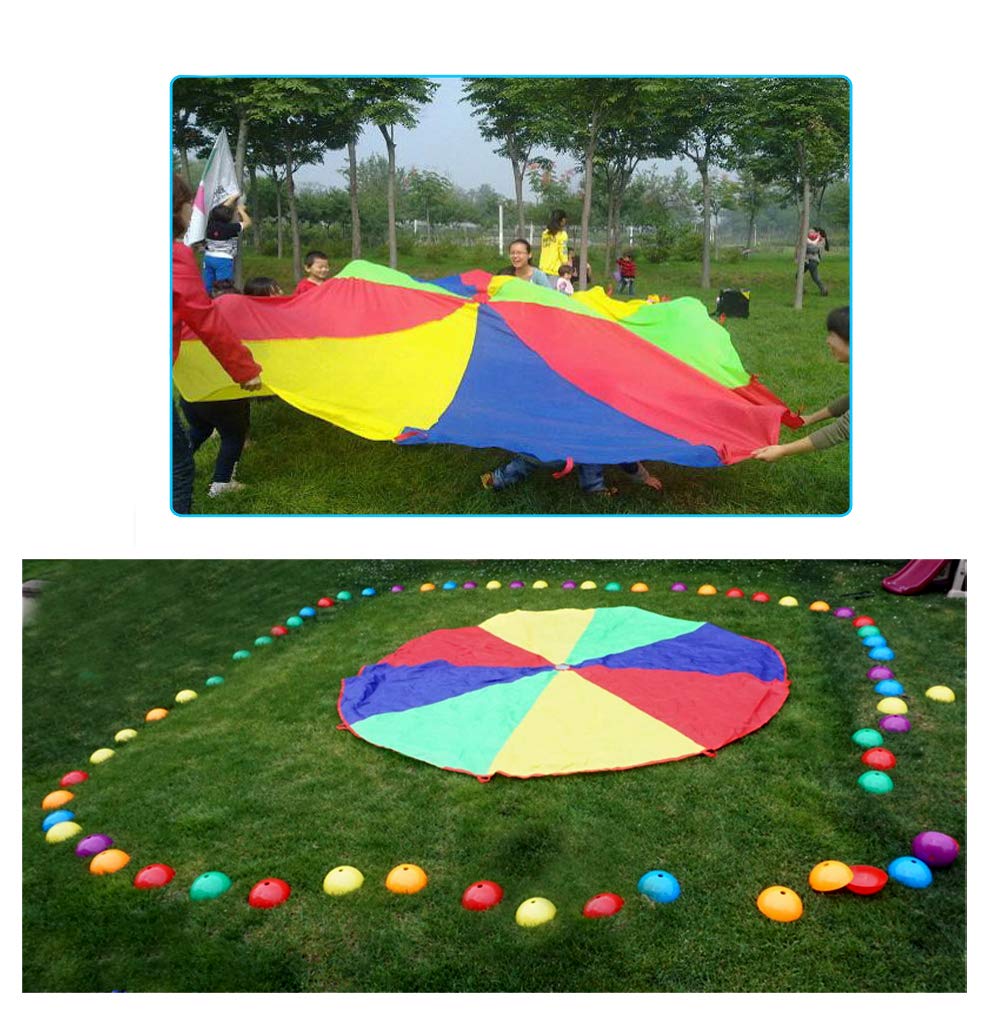 AMYESE 20ft Rainbow Parachute for Outdoor Party Games, Kids Play Parachute Group Cooperative Team Game Toys, Family Get-Together Entertainment AMYESE