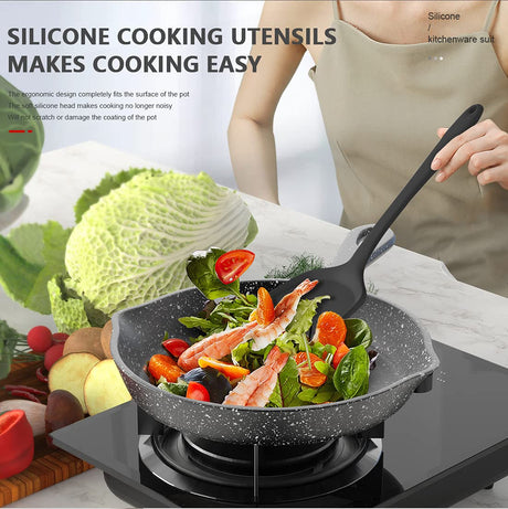 Silicone Cooking Utensils Set - 446°F Heat Resistant Kitchen Utensils,Turner Tongs,Spatula,Spoon,Brush,Whisk,Kitchen Utensil Gadgets Tools Set for Nonstick Cookware,Dishwasher Safe (BPA Free) AOTHOD
