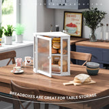 STDDRE Corner Bread Box Kitchen Countertop Extra Large Capacity Farmhouse Bread Box, Corner Countertop Storage, Double Layer Bread Holder (White, Extra Large) STDDRE