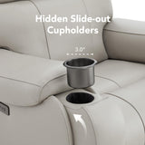 CHITA Large Power Zero Gravity Recliner Chair, Genuine Leather Recliner Chair for Adults with Adjustable Power Headrest and Hidden Slide-Out Cupholders, USB and Type-C Ports, Creamy Grey CHITA