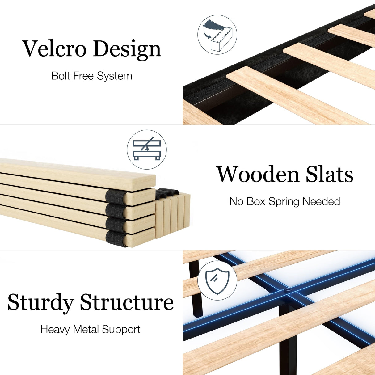 HAOARA Queen Size Bed Frame with Headboard, Velvet Upholstered Platform Bed Frames, Contemporary Mattress Foundation, Noise Free, No Box Spring Needed, Easy Assembly, Black HAOARA