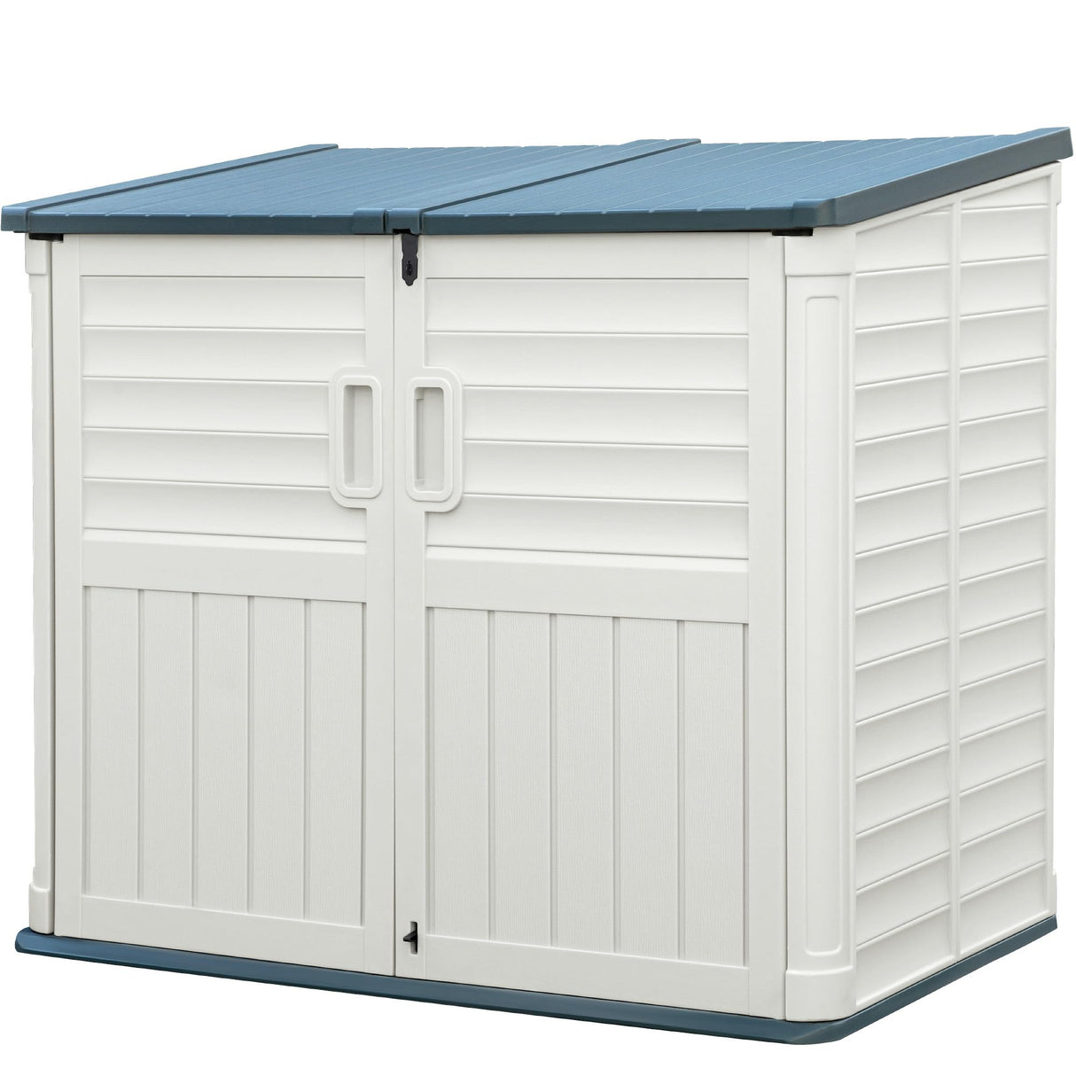 Greesum Outdoor Resin Storage Shed, 34 Cu.ft Horizontal Outdoor Storage Box Waterproof for Garden, Pool Storage, White Greesum