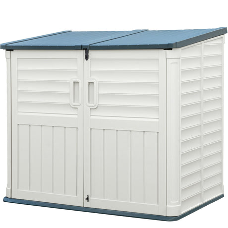Greesum Outdoor Resin Storage Shed, 34 Cu.ft Horizontal Outdoor Storage Box Waterproof for Garden, Pool Storage, White Greesum
