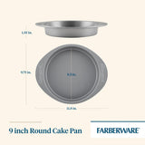 Farberware Nonstick Bakeware Baking Pan / Nonstick Cake Pan, Round - 9 Inch, Gray, 1 Count (Pack of 1) Farberware