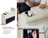 AMERLIFE Single Left Power Recliner, Reclining Sectional Couch with Console, 5 Seats L Shaped Anti-Scratch Leathaire Modular Couch with Cup Holder& USB Port, White AMERLIFE