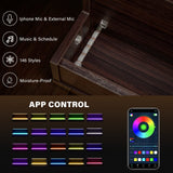 Cubehom LED 38 Inch Bar Display Shelf, DIY Illuminated Bottle Shelf with App & Remote Control, 2 Step Freestanding Holding Bottles for Home Bar, Party, Walnut Cubehom