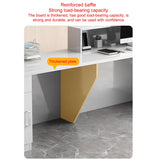 Modern Reception Desk with Counter, Salon Reception Desk with Lockable Drawer & Door Cabinet & Light Strip Receptionist for Office Boutique Lobby Shop cartBit