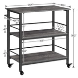 HOOBRO Kitchen Island with Storage,Industrial Kitchen Island on Wheels and Side Enclosures, 3 Tier Kitchen Cart with Large Workstation, Stable, Easy Assembly, Charcoal Gray and Black BC03ZD01 HOOBRO